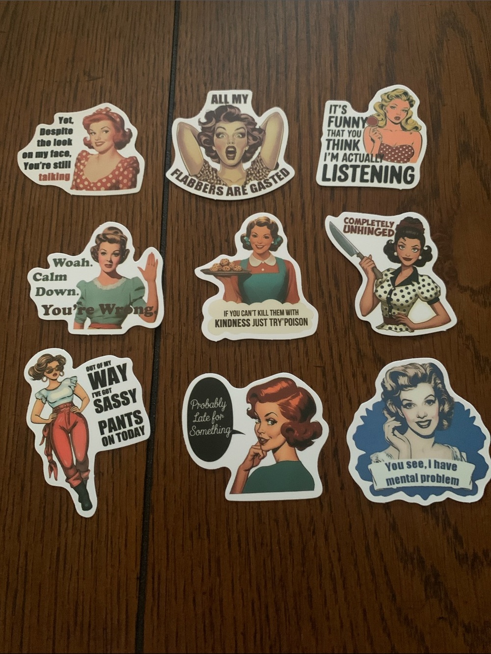 50 Piece Snarky Humorous Retro Sticker Set - Picture 4 of 11